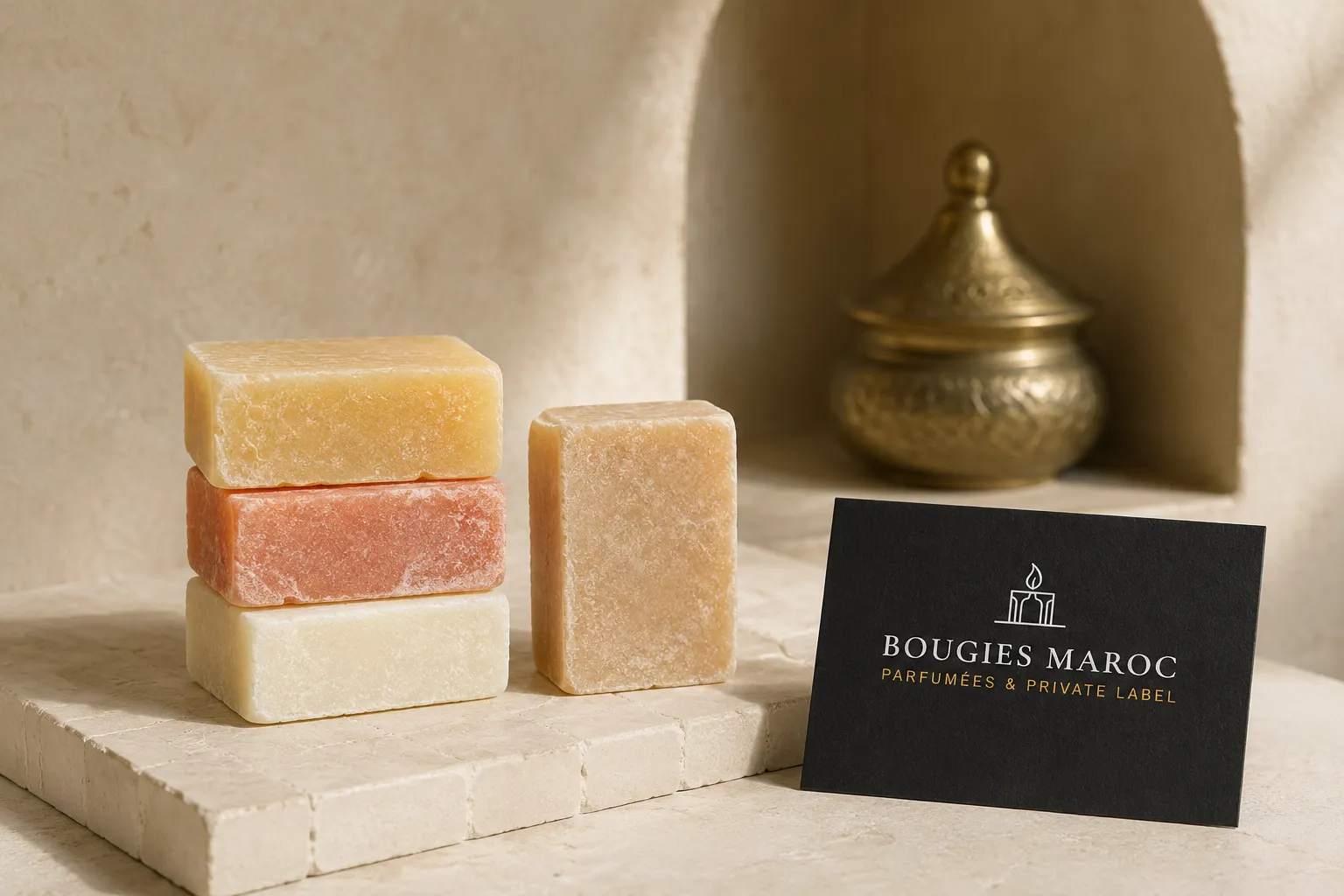 Collection de blocs d’ambre parfumés marocains en plusieurs couleurs et senteurs
